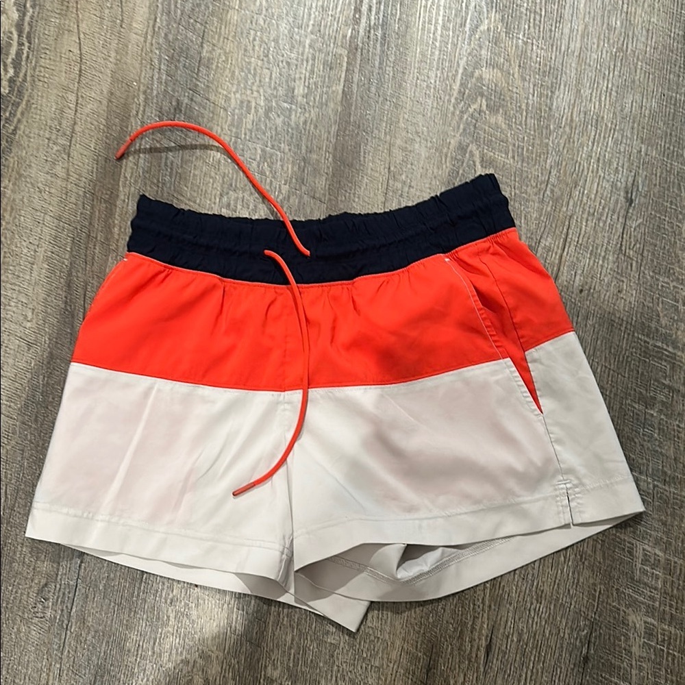Athleta Orange and White Athletic Shorts with Elastic Waistband